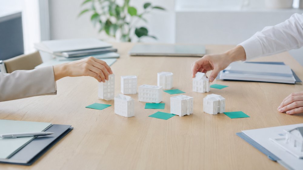 建物模型を並べた整理