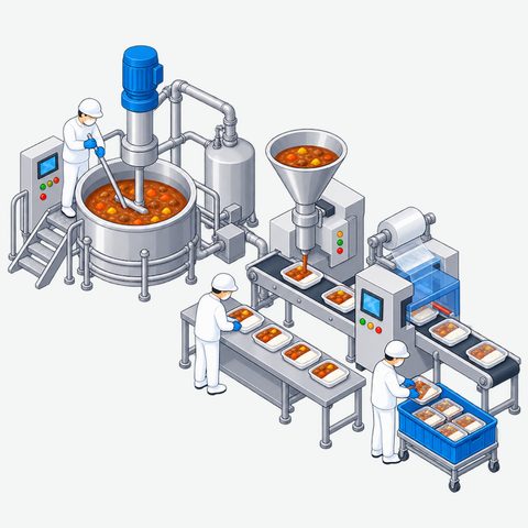食品の製造ラインのイラスト